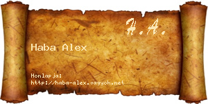 Haba Alex névjegykártya